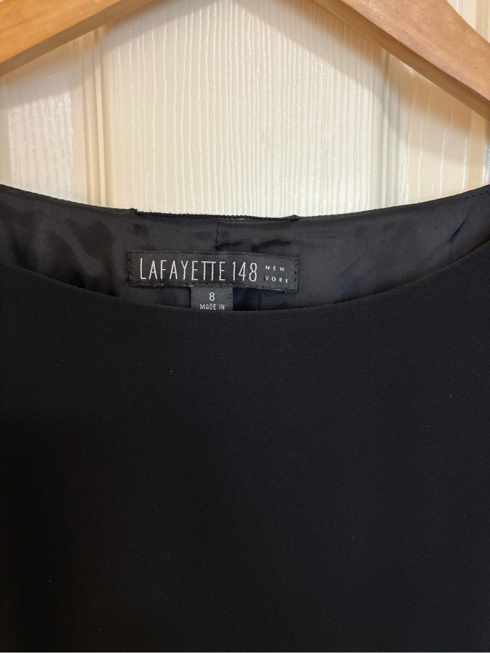 Lafayette 148 New York Black Three Quarter Sleeve Dress Size 8 - Picture 6 of 10